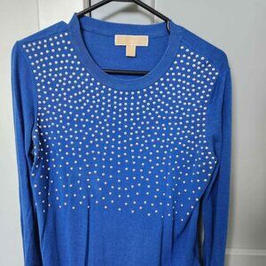 Michael Kors blue embellished sweater size small